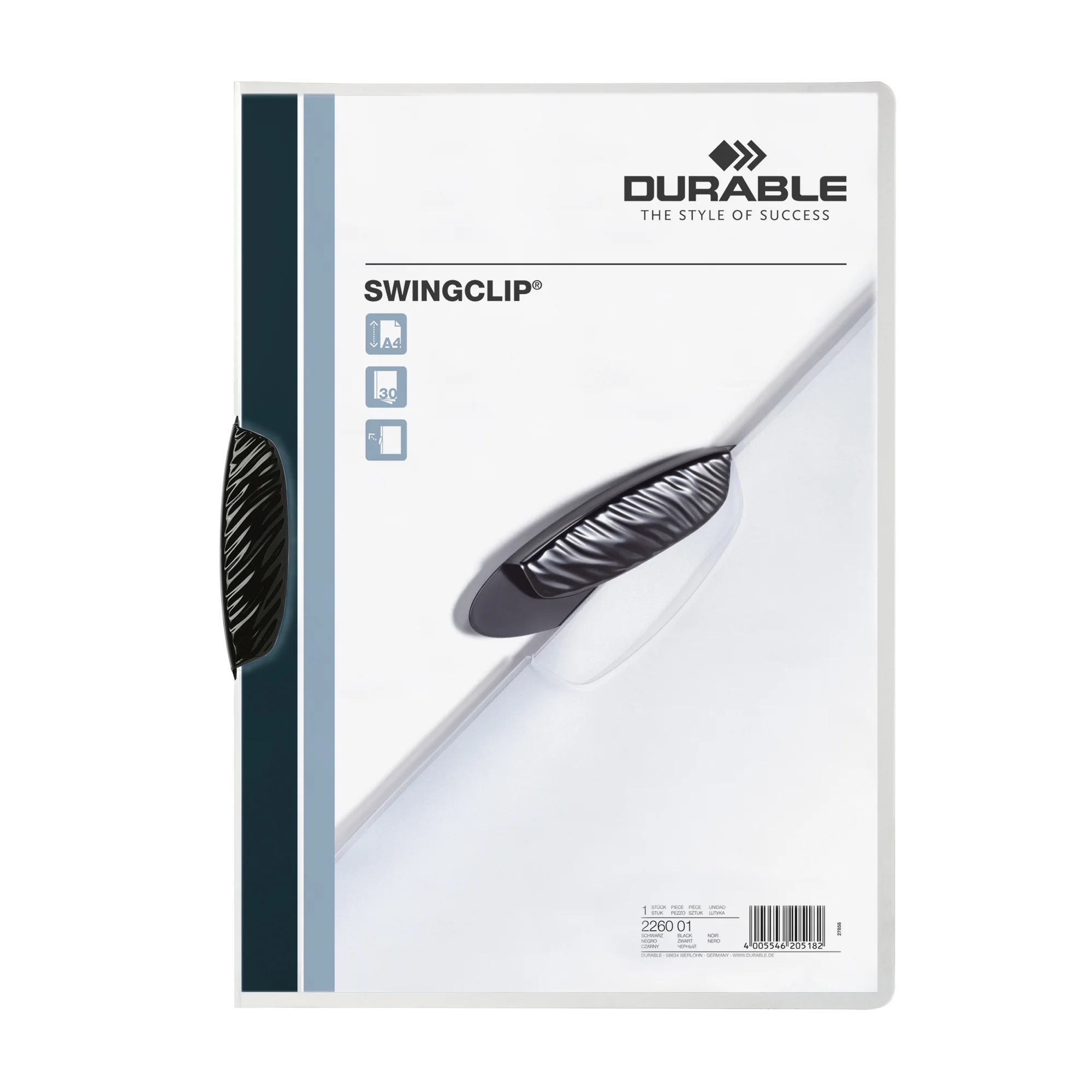 DURABLE Klemmhefter SWINGCLIP, DIN A4, Clip schwarz (EAN: 4005546205182)