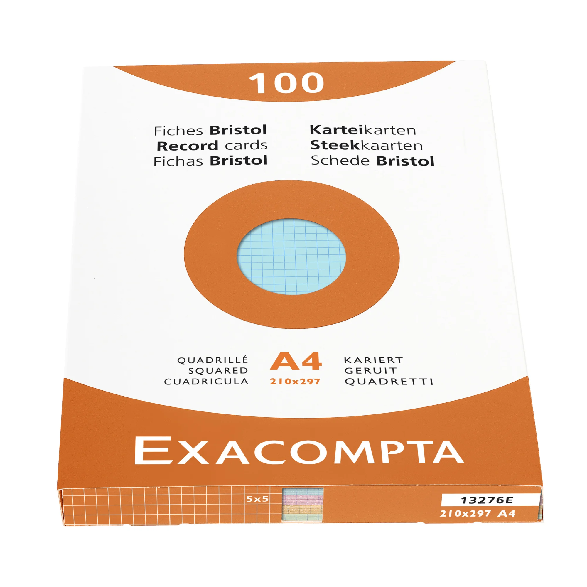 EXACOMPTA Karteikarten, DIN A4, kariert, farbig sortiert (EAN: 3130630132769)