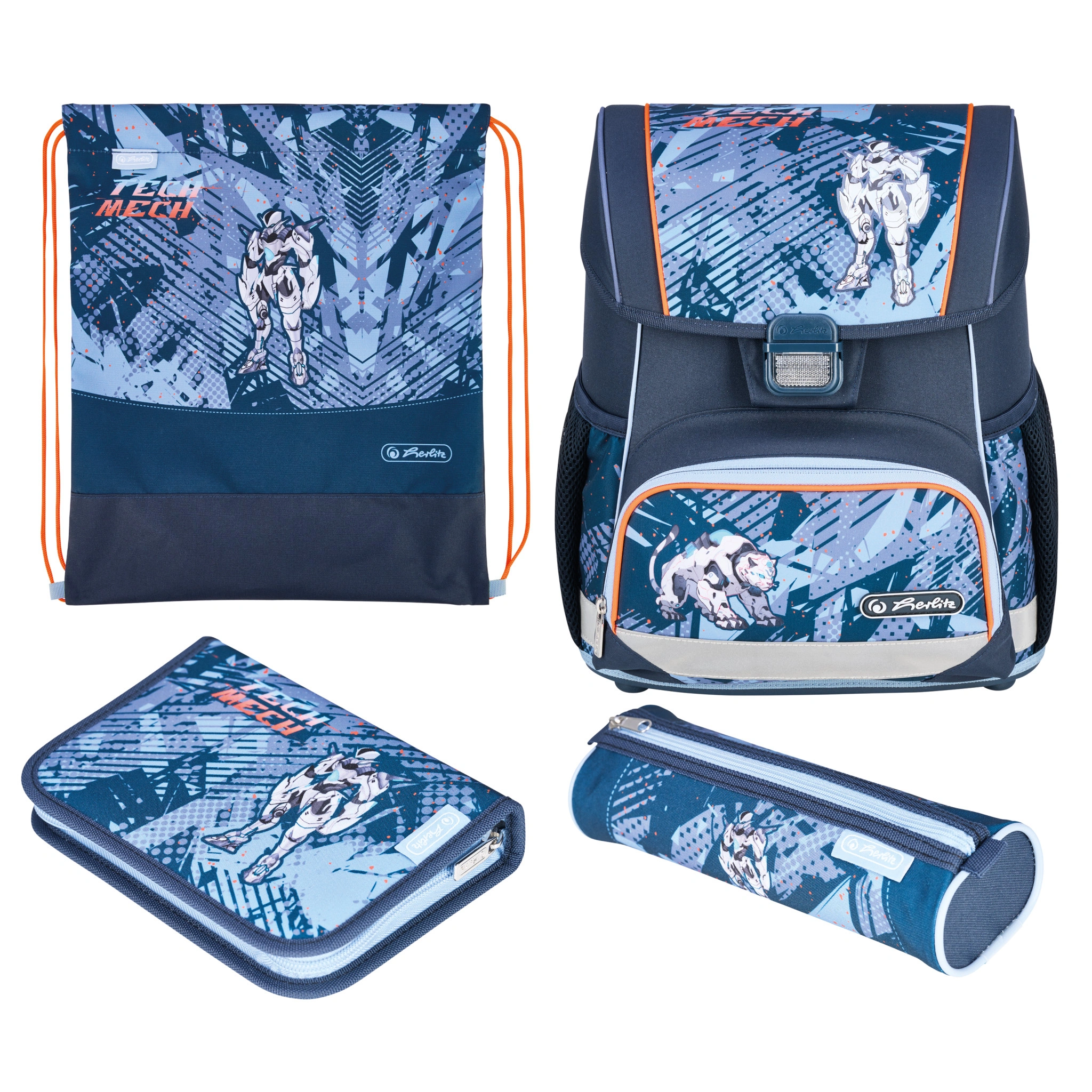 herlitz Schulranzen Loop Plus "Tech Mech", blau/orange (EAN: 4008110397139)