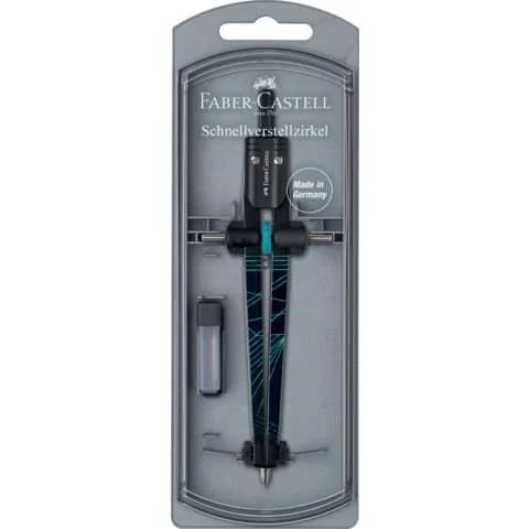 FABER-CASTELL Schnellverstellzirkel TWISTER, schwarz/petrol, schwarz/pink, schwarz/silber (EAN: 4005405744821)
