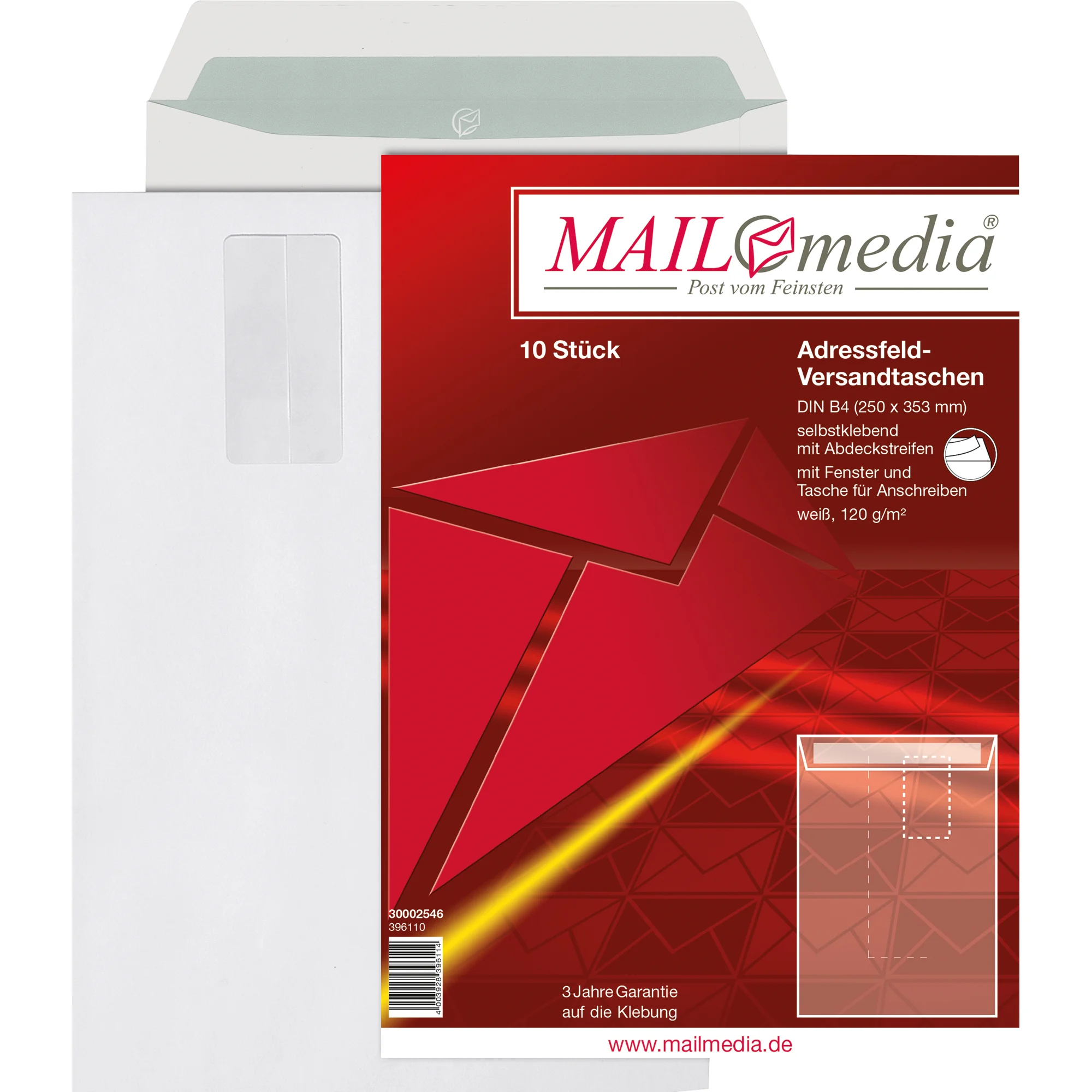 MAILmedia Adressfeld-Versandtasche B4, mit Fenster, weiß (EAN: 4003928396114)