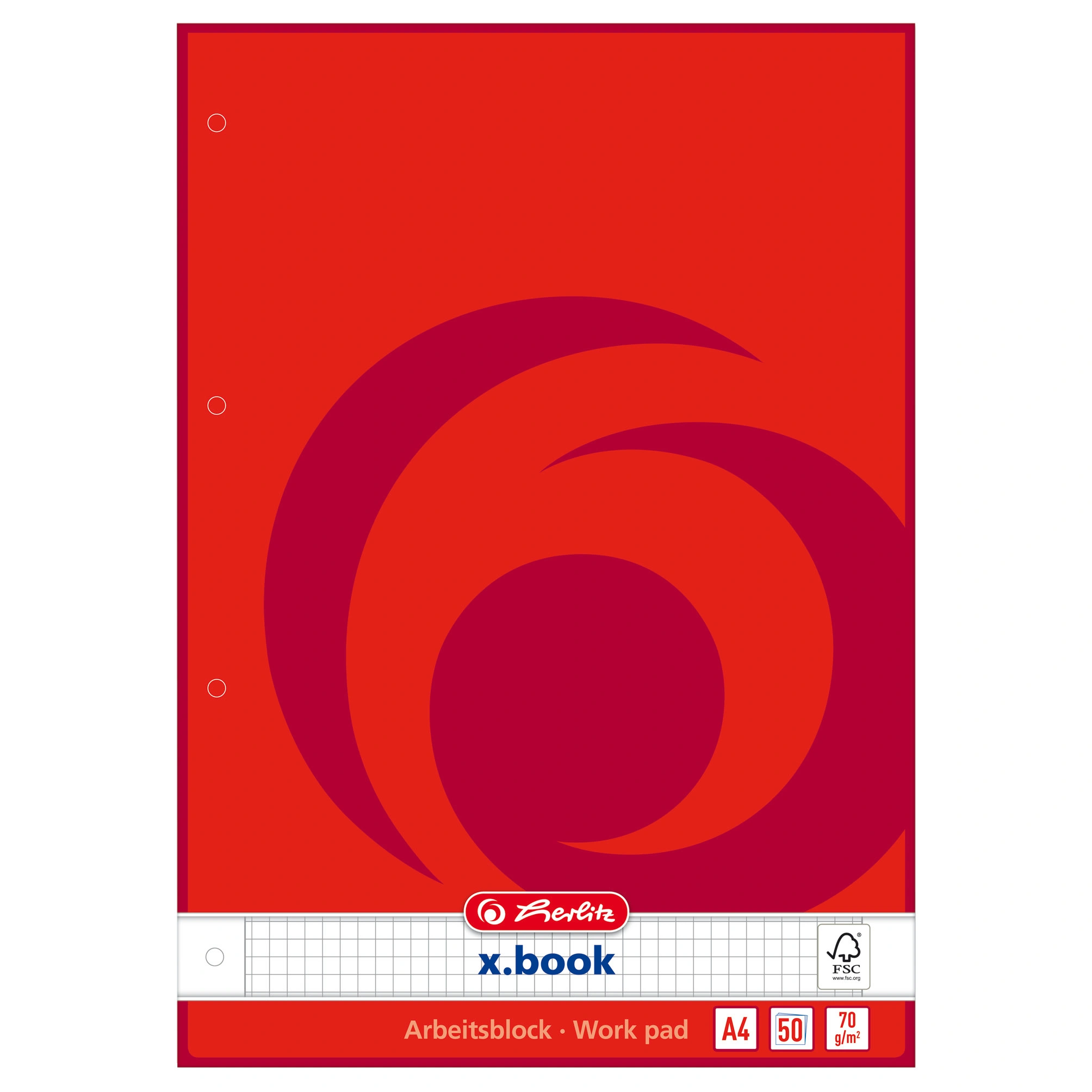 herlitz Arbeitsblock x.book DIN A4, 50 Blatt, kariert (EAN: 4008110215433)