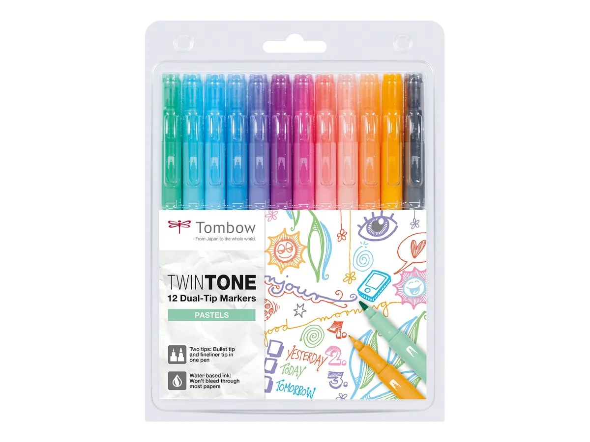 Tombow Doppelfasermaler "TwinTone" Pastell Colours, 12er Set (EAN: 4003198141025)