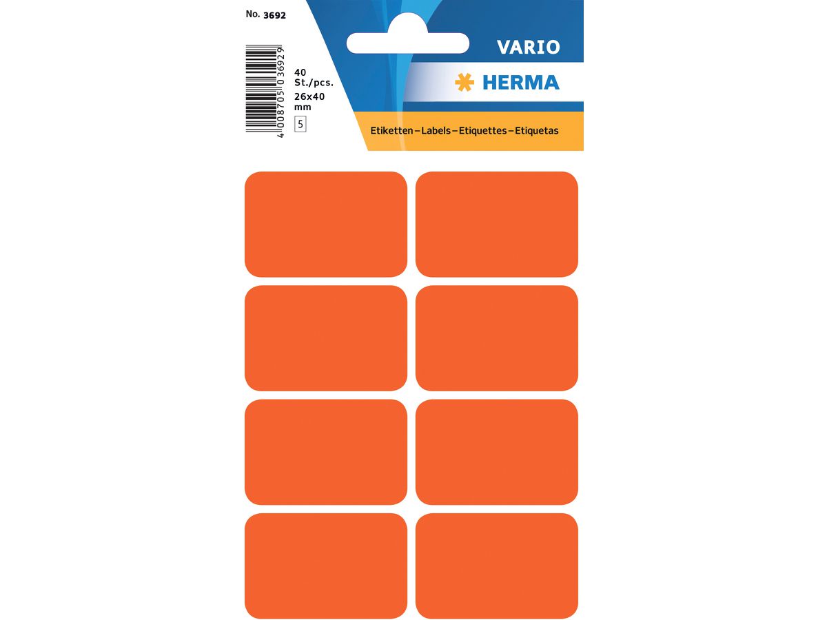 HERMA Vielzweck-Etiketten, 26 x 40 mm, rot, Kleinpackung (EAN: 4008705036924)