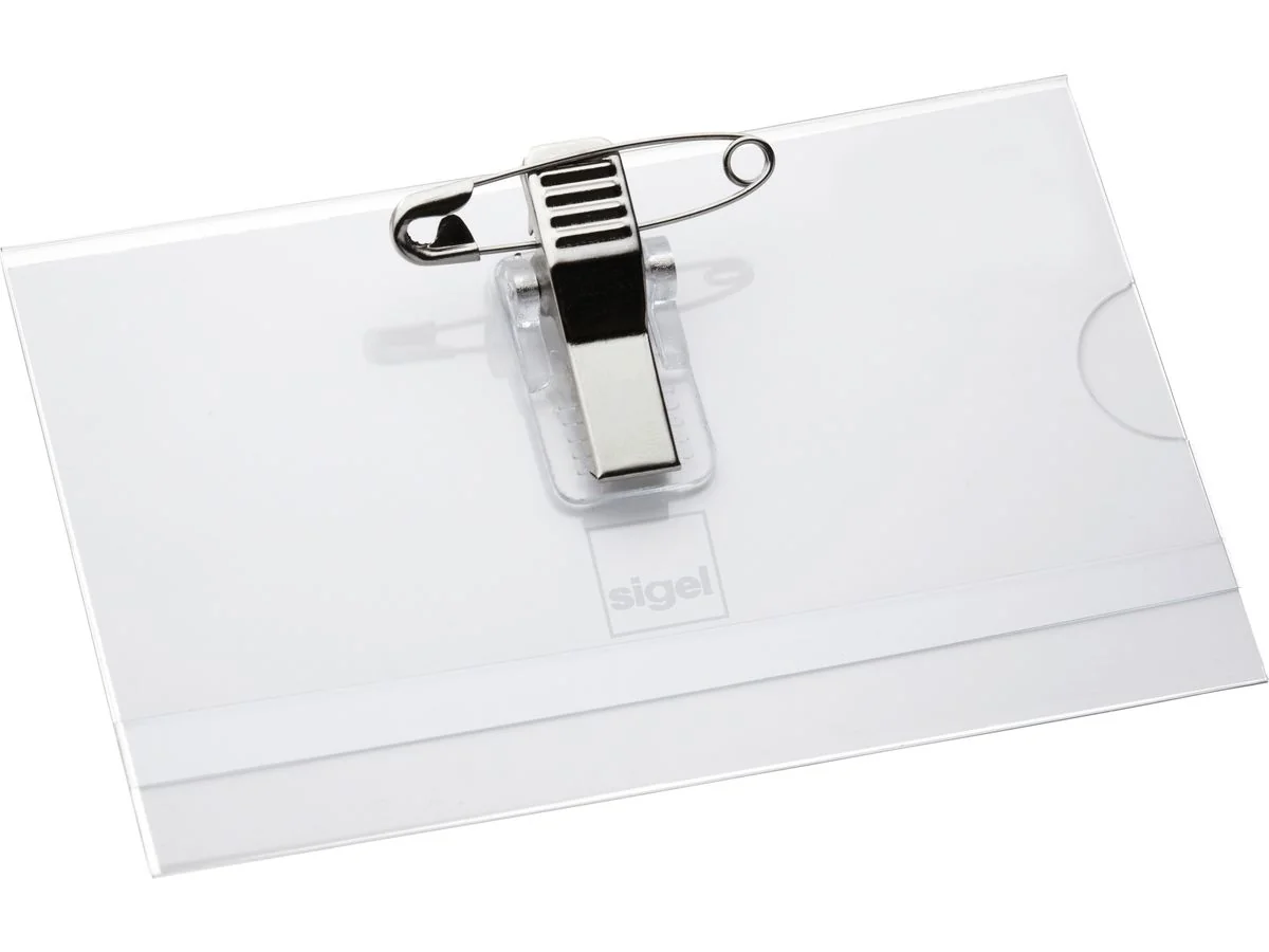 sigel Namensschild mit Kombiklemme, 54 x 90 mm, glasklar (EAN: 4004360961496)