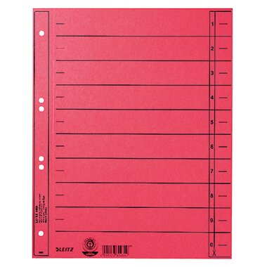 LEITZ Trennblätter, A4 Überbreite, Manilakarton 230g/qm, rot (EAN: 4002432302819)