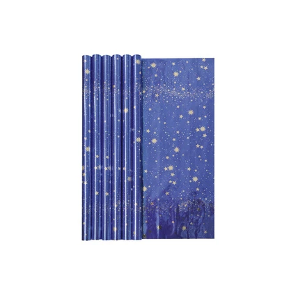 Clairefontaine Weihnachts-Geschenkpapier "Star Paper", blau mit goldenen Sternen (EAN: 3065502780994)