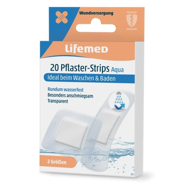 Lifemed Pflaster-Strips "Aqua", transparent, 20er (EAN: 4251594200550)
