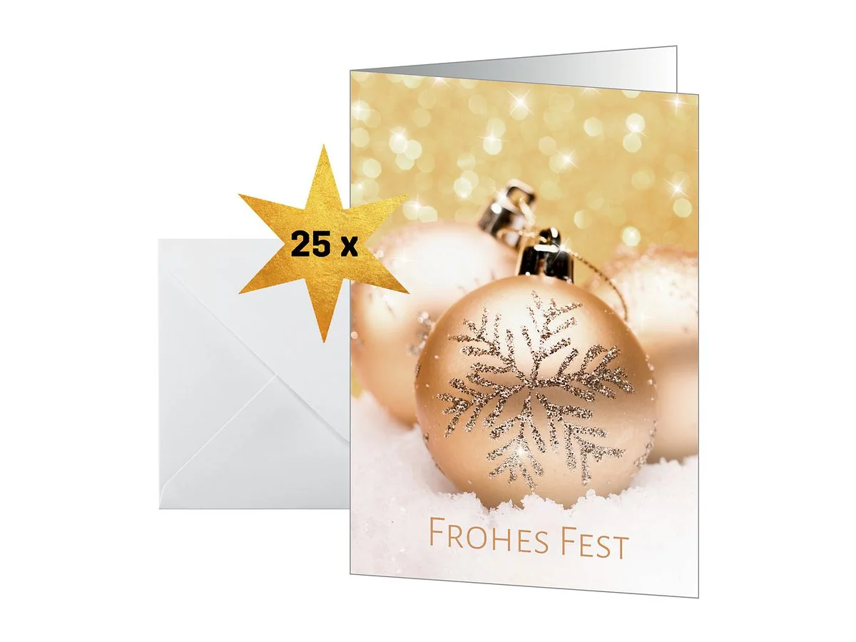 sigel Weihnachtskarte "Christmas joy", DIN A6 hoch, gold, weiß, silber (EAN: 4004360786341)