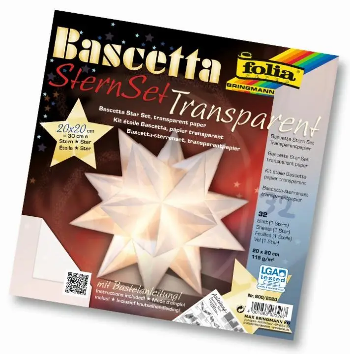 folia Faltblätter Bascetta-Stern, 200 x 200 mm, weiß (EAN: 4001868033267)