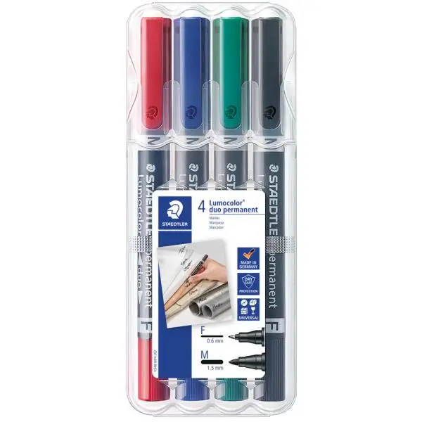 STAEDTLER Lumocolor Permanent-Marker duo, 4er Etui (EAN: 4007817348079)