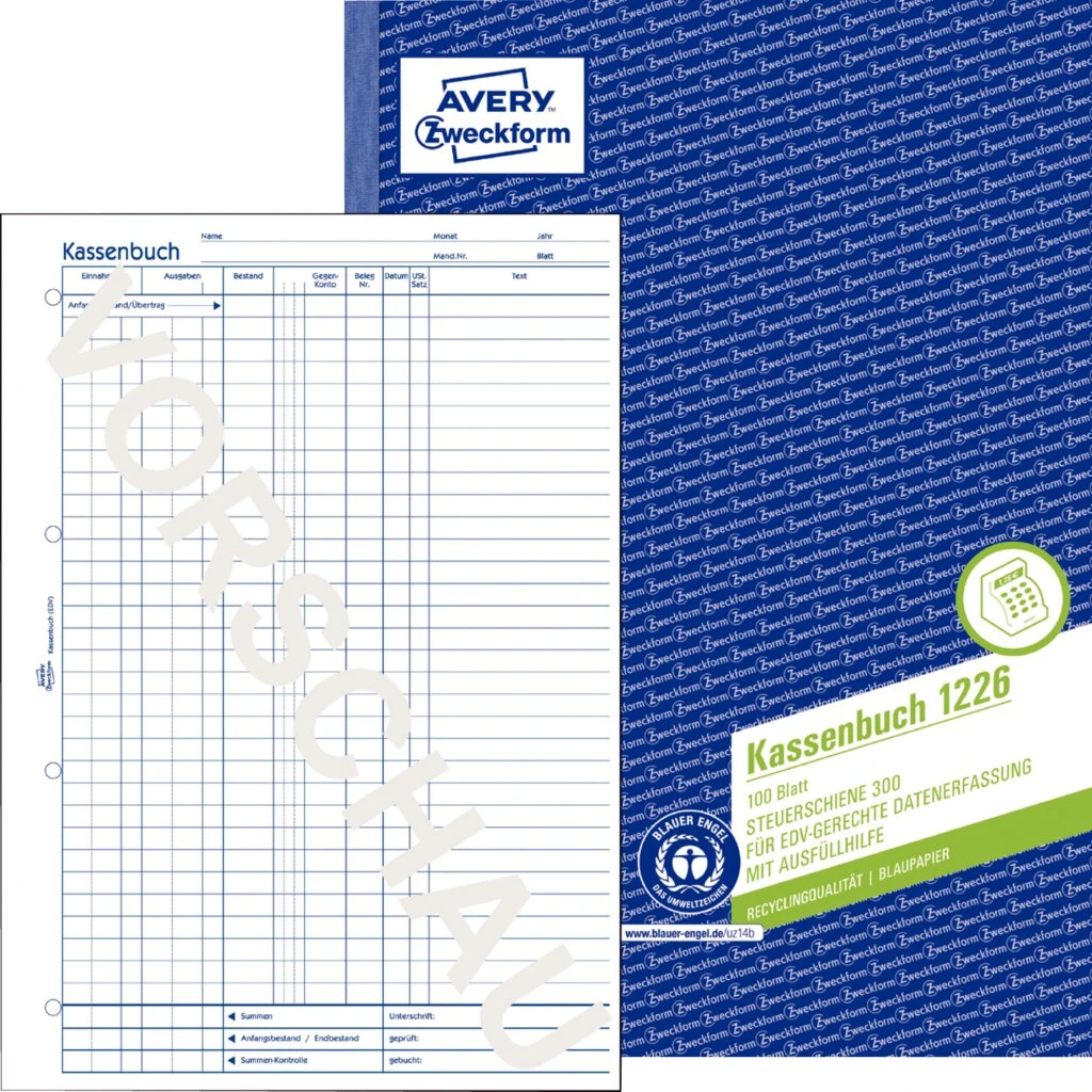 AVERY Zweckform Recycling-Formularbuch "Kassenbuch", A4 (EAN: 4004182012260)