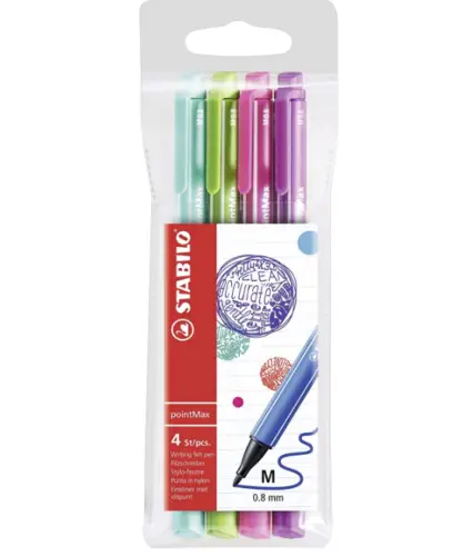 STABILO Fasermaler pointMax, 4er Kunststoffetui (EAN: 4006381503662)