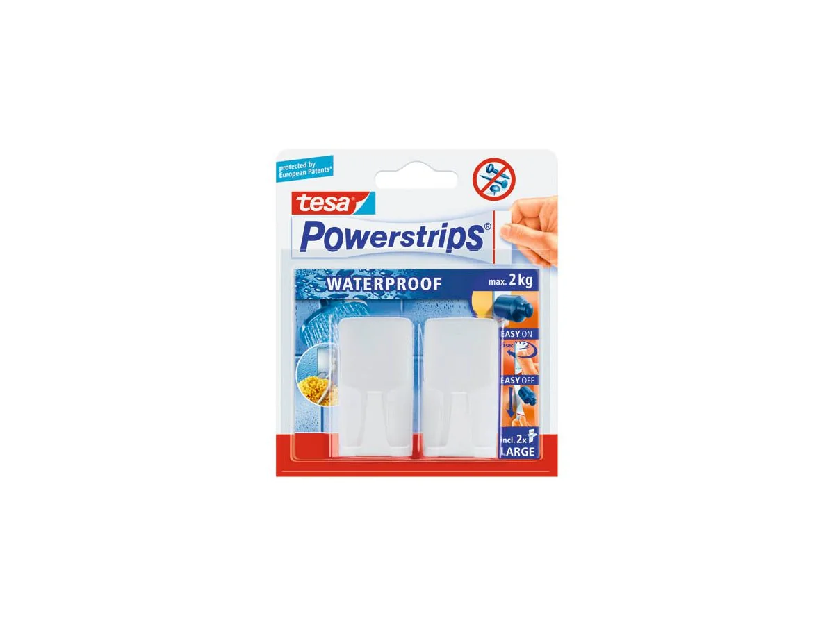 tesa Powerstrips Haken "WAVE" WATERPROOF, weiß (EAN: 4042448175182)