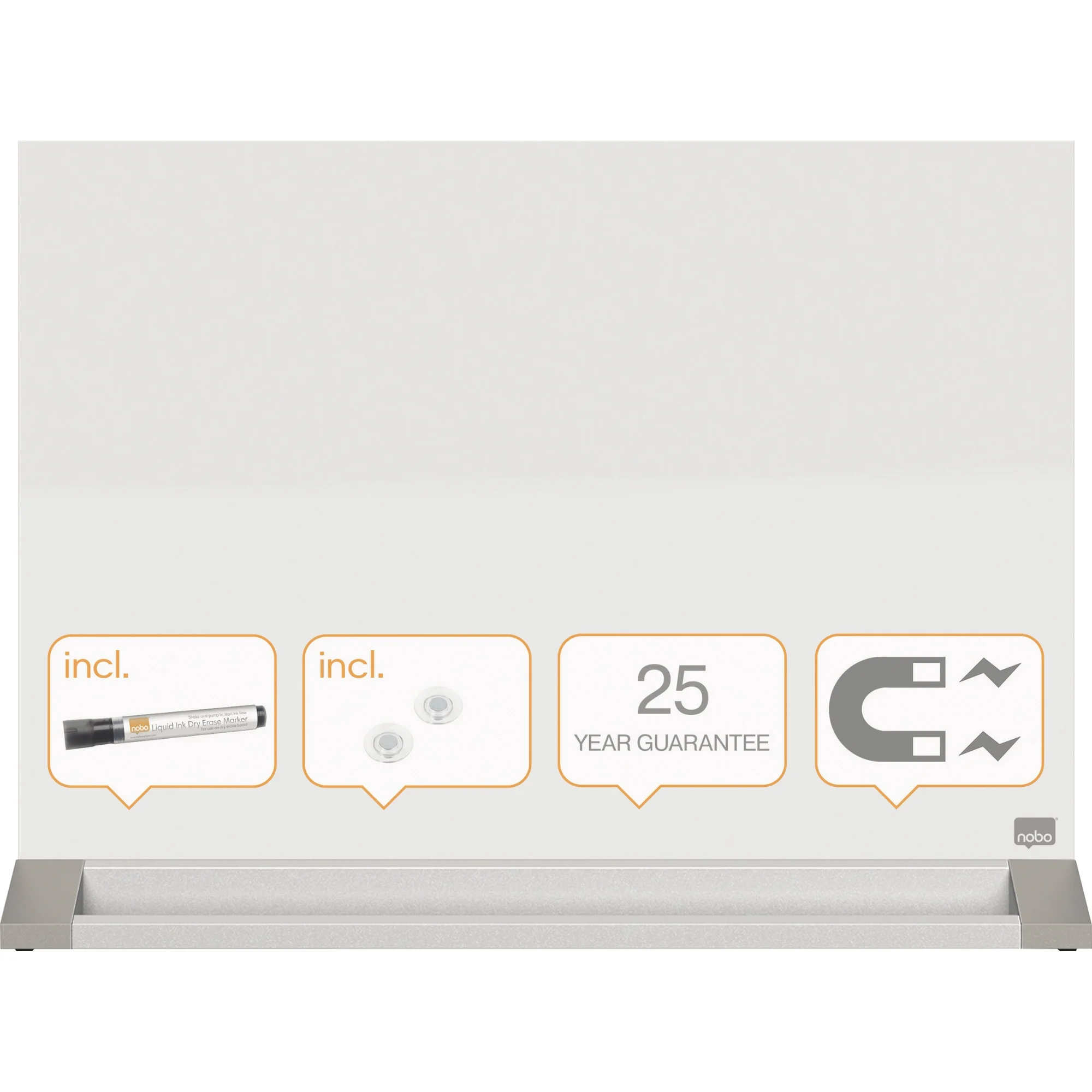 nobo Glas-Desktoptafel, (B)600 x (H)450 mm, weiß (EAN: 5028252515429)