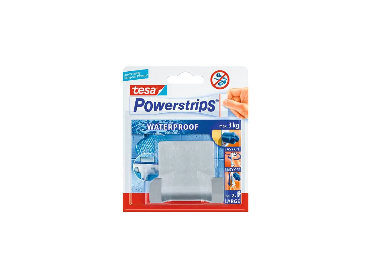 tesa Powerstrips Duo-Haken WAVE" WATERPROOF, aus Edelstahl (EAN: 4042448175274)