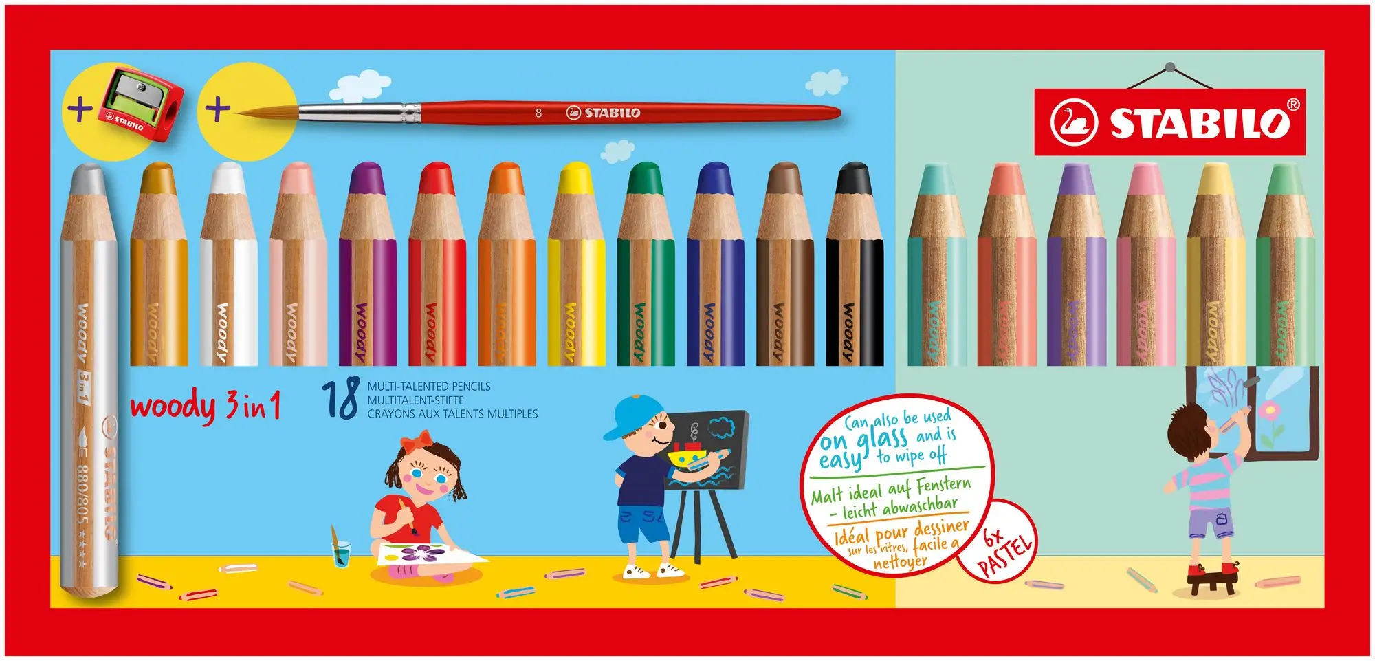 STABILO Multitalentstift woody 3 in 1, 18er Kartonetui (EAN: 4006381582971)