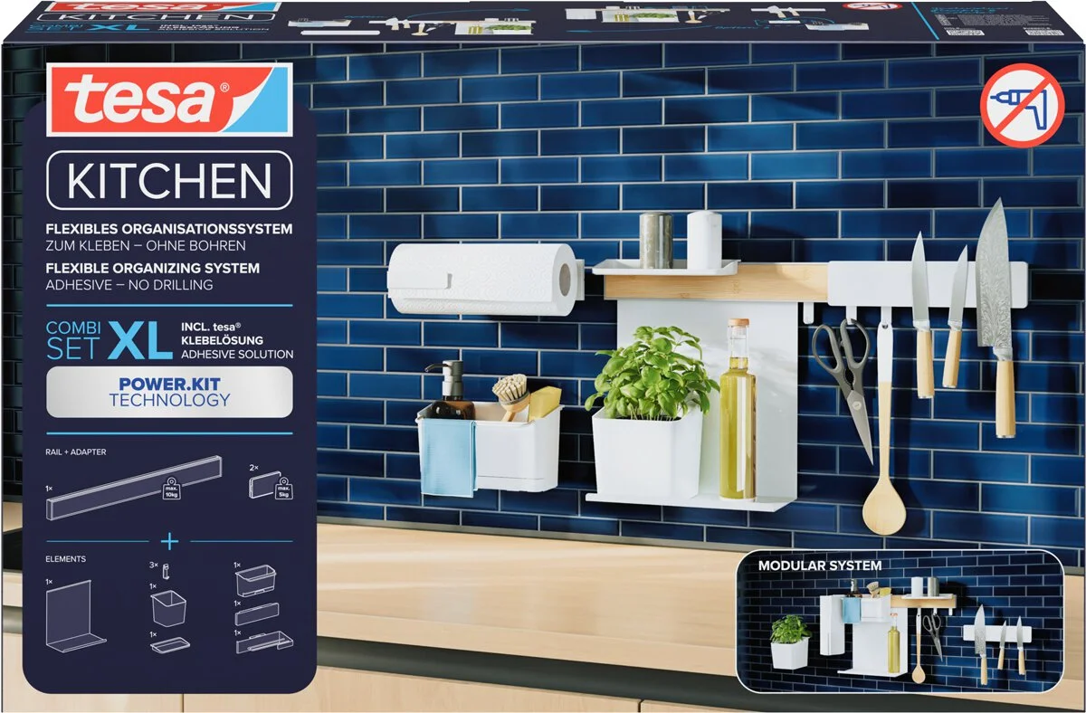 tesa KITCHEN Combi-Set XL, 9-teilig, weiß (EAN: 4063565273346)