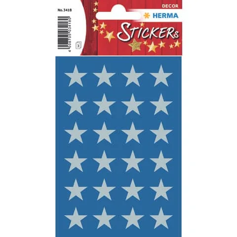 HERMA Weihnachts-Sticker DECOR "Sterne", 15 mm, silber (EAN: 4008705034180)