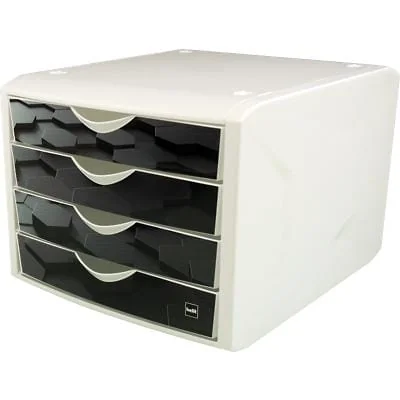 helit Schubladenbox "the chameleon", Dekor dark hexagon, weiß (EAN: 4012086015294)