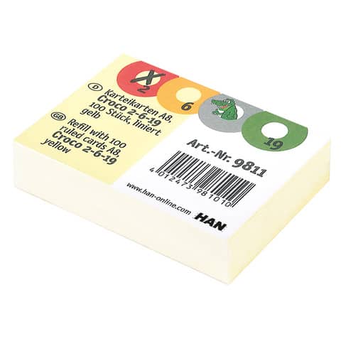 HAN Karteikarten für Lernkartei CROCO 2-6-19, A8 quer (EAN: 4012473981010)
