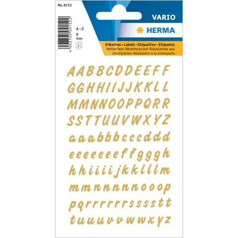 HERMA Buchstaben-Sticker A-Z, Folie wetterfest, gold (EAN: 4008705041522)