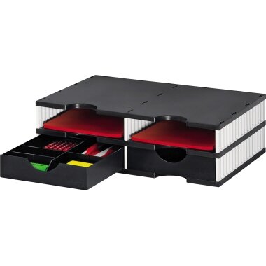 styro Sortierstation styrodoc duo, 4 Fächer, schwarz/weiß (EAN: 7612176081375)
