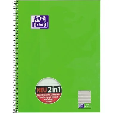 Oxford Collegeblock "KarLi", DIN A4+, grün, 80 Blatt (EAN: 4006144958920)