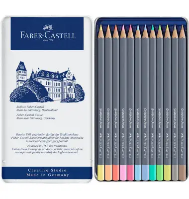 FABER-CASTELL Aquarellstifte GOLDFABER, 12er Metalletui, Pastelltöne (EAN: 4005401146223)