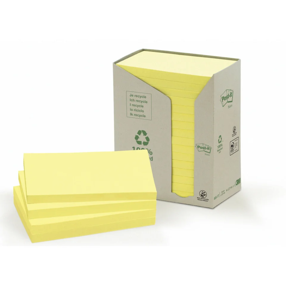 Post-it Haftnotizen Recycling notes, 127 x 76 mm, gelb (EAN: 4046719100682)