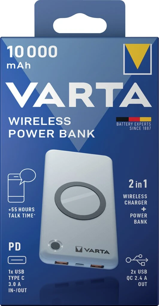 VARTA Powerbank "Wireless", 10.000 mAh, weiß (EAN: 4008496021666)