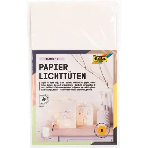 folia Lichtertüte "Blanko", klein, aus Papier, weiß (EAN: 4001868038194)