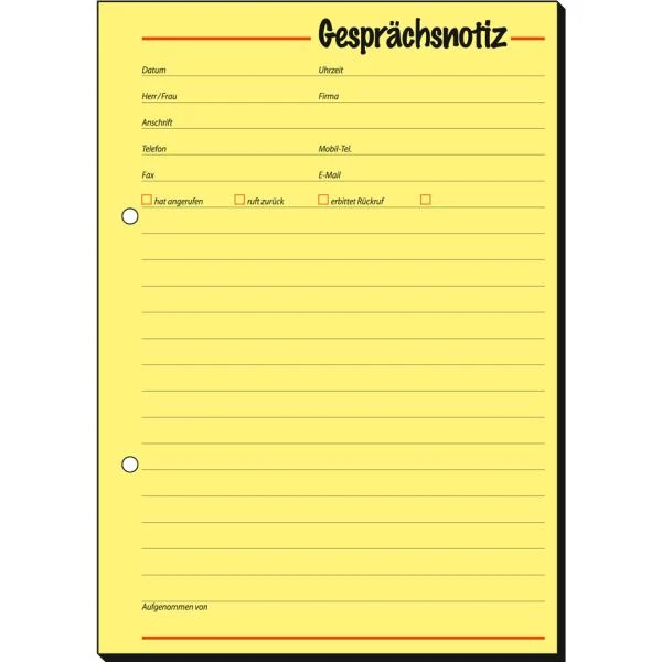sigel Gesprächsnotizblock "Gesprächsnotiz", A5, 50 Blatt (EAN: 4004360911002)