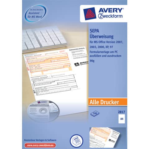 AVERY Zweckform Vordruck "SEPA-Standardüberweisung", DIN A4 (EAN: 4004182028179)