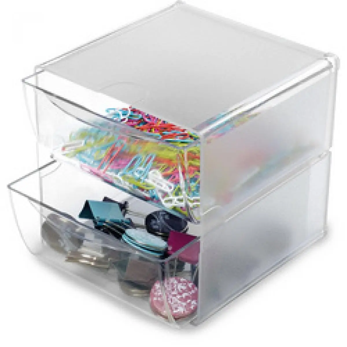 deflecto Organisationsbox Cube, 2 Schubladen, glasklar (EAN: 0079916023755)