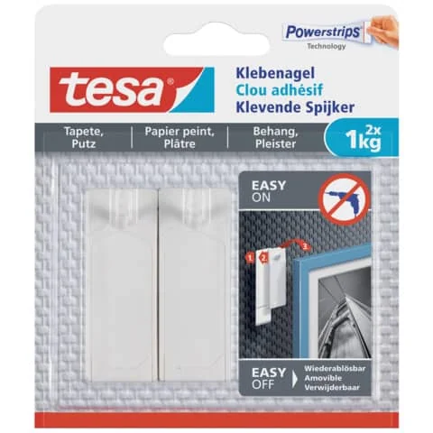 tesa Powerstrips Klebenagel für Tapeten und Putz, 1,0 kg (EAN: 4042448340474)