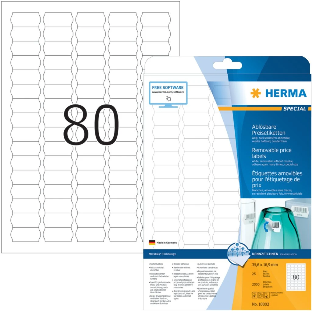 HERMA Preis-Etiketten SPECIAL, 35,6 x 16,9 mm, weiß (EAN: 4008705100021)