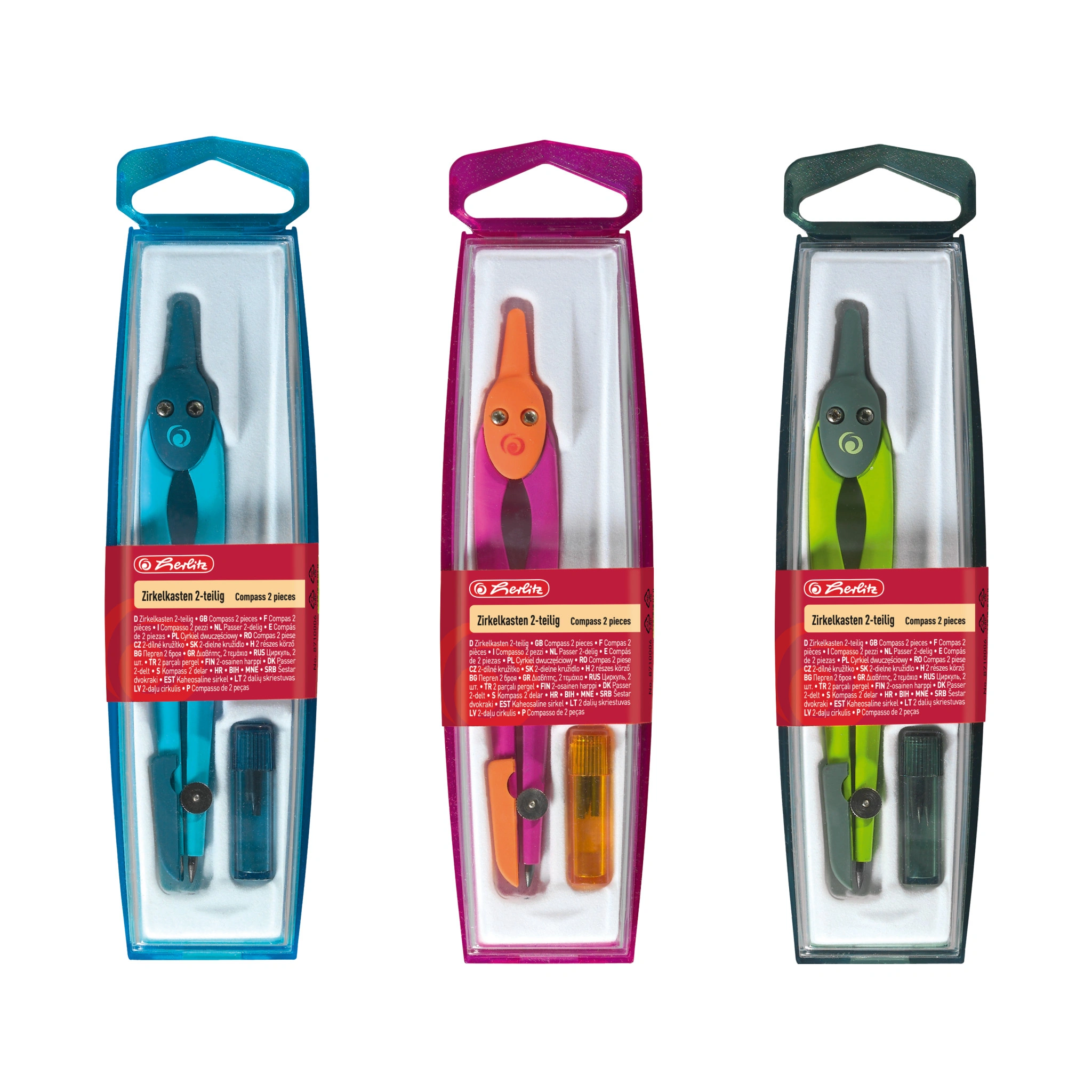 herlitz Zirkelkasten 2-teilig, farbig sortiert (EAN: 4008118710053)