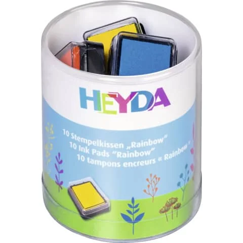 HEYDA Stempelkissen-Set "Rainbow", Klarsicht-Runddose, farbig sortiert (EAN: 4005329079344)