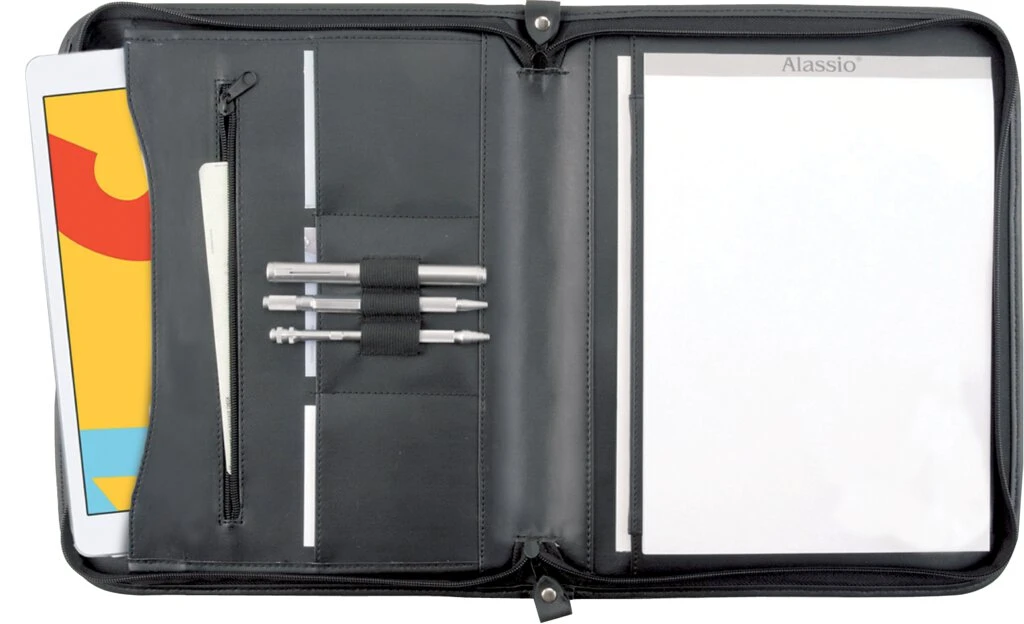 Alassio Schreibmappe "MILANO", A4, Leder, schwarz (EAN: 4021068300136)