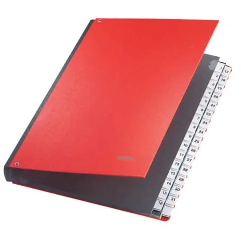 LEITZ Pultordner, A4, 1-31, 32 Fächer, Kunststoff, rot (EAN: 4002432311767)
