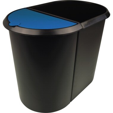 helit Papierkorb "the double", oval, PE, schwarz/blau (EAN: 4012086052039)