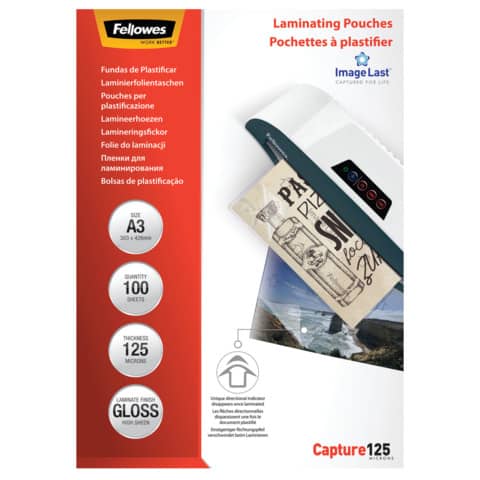Fellowes Laminierfolientasche, DIN A3, glänzend, 250 mic (EAN: 0077511530753)