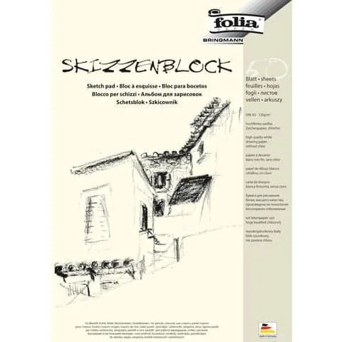 folia Skizzenblock, DIN A3, 120 g/qm, 50 Blatt, weiß (EAN: 4001868083033)