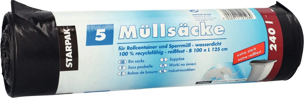 STARPAK Müllsäcke HDPE, 240 Liter, schwarz (EAN: 4002911121269)
