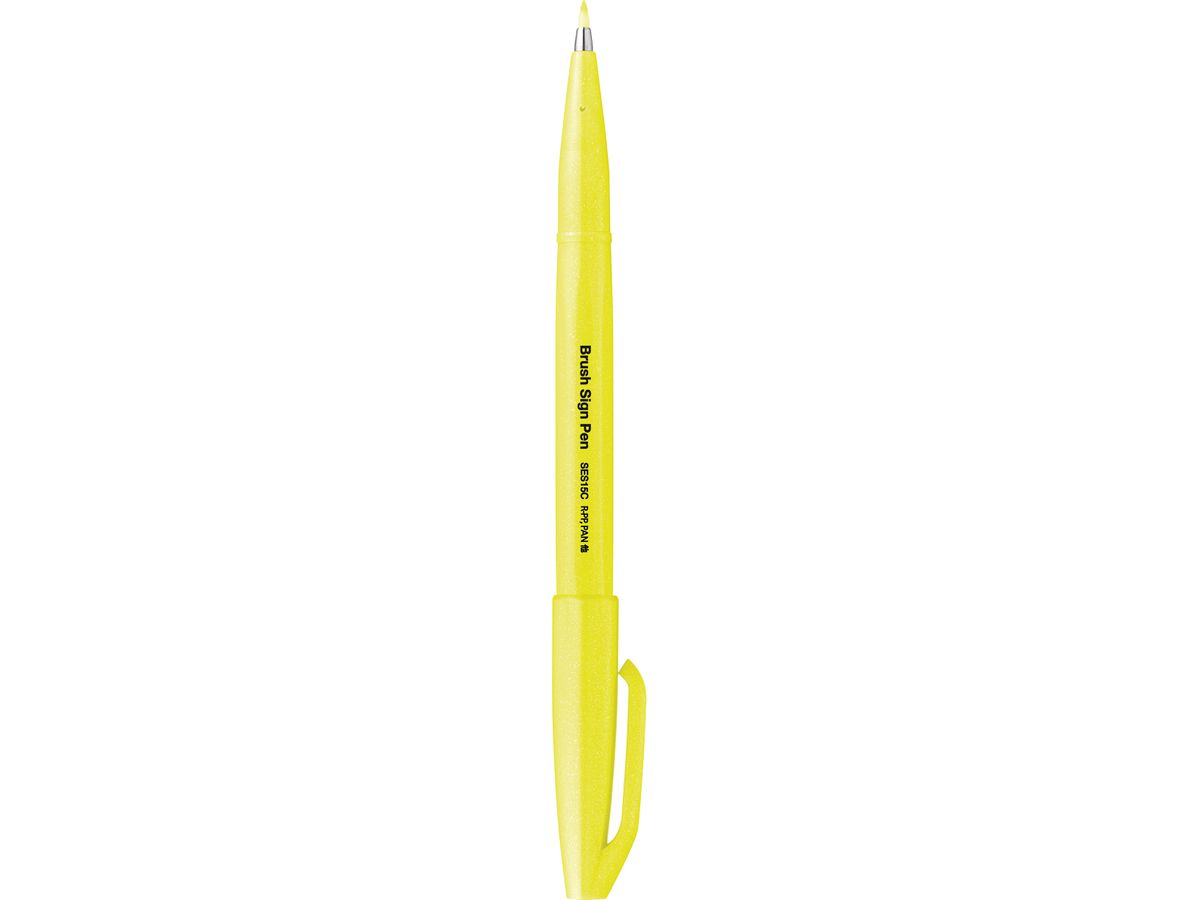 PentelArts Faserschreiber Brush Sign Pen SES15, neongelb (EAN: 4902506419651)