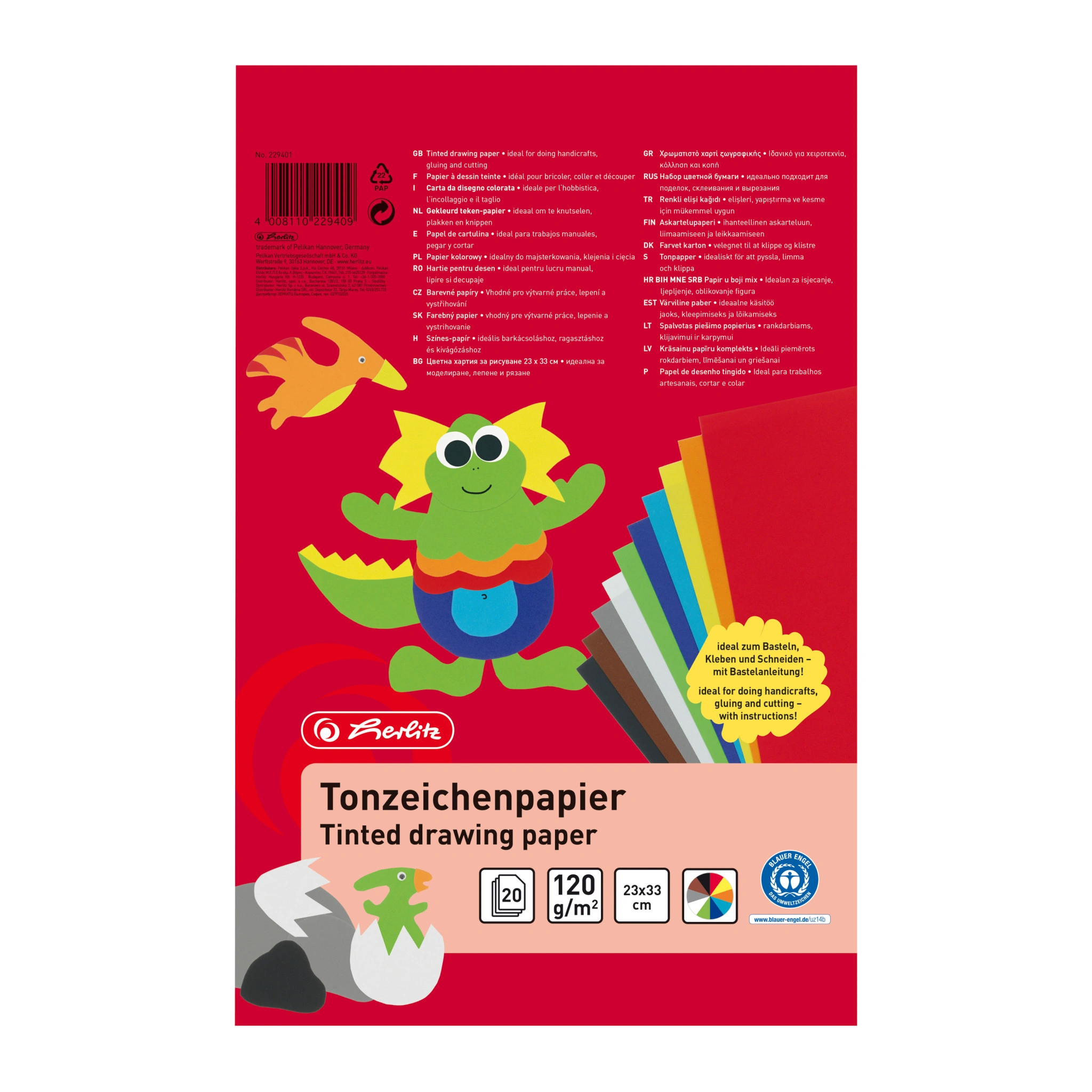 herlitz Tonpapierblock, 230 x 330 mm, Inhalt: 20 Blatt (EAN: 4008110229409)