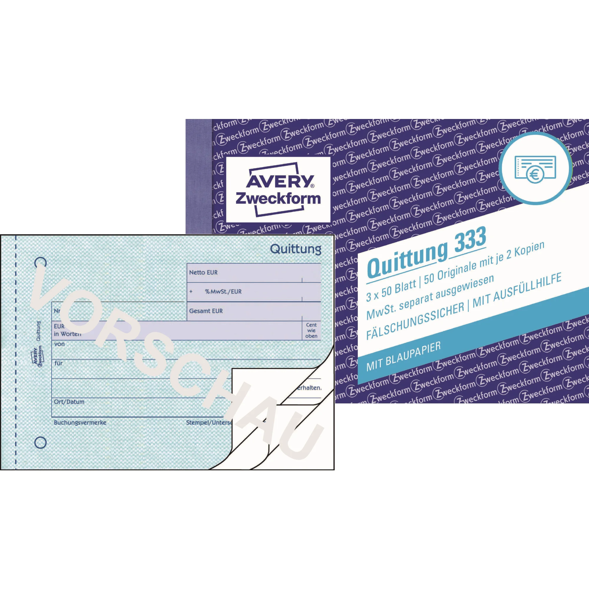 AVERY Zweckform Formularbuch "Quittung mit MwSt.-Nachweis" (EAN: 4004182003336)