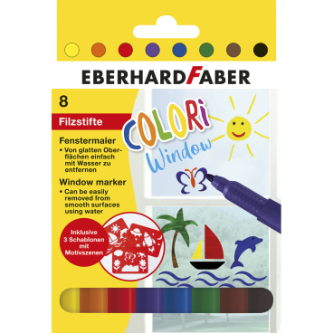 EBERHARD FABER Fenstermarker, 8er Kartonetui mit Schablonen (EAN: 4087205500227)