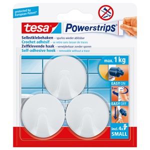 tesa Powerstrips Haken SMALL Rund, weiß (EAN: 4042448136138)